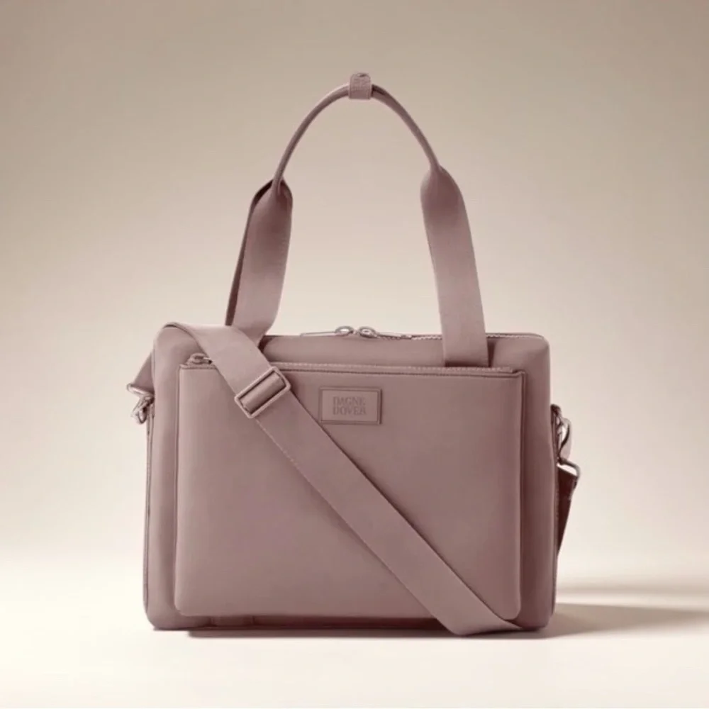 Dagne Dover Large Ryan Neoprene Laptop Bag In Dune